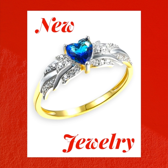 Sterling Silver 925 Beautiful Blue Heart 💙 and Wings Ring 💍!! 💍 - Picture 5 of 14